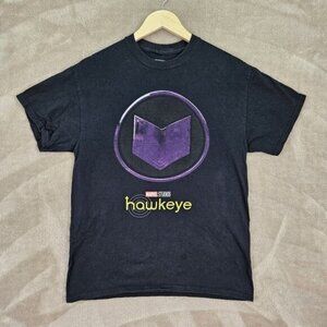 Marvel Studios Hawkeye Graphic Print T-Shirt Mens Sz M Black Short Sleeve Comics